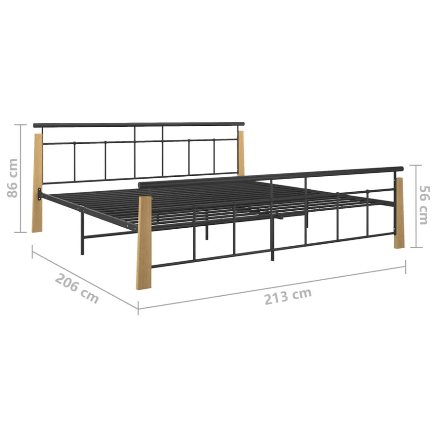 Cadre de lit sans matelas métal bois de chêne massif 200x200 cm - 7