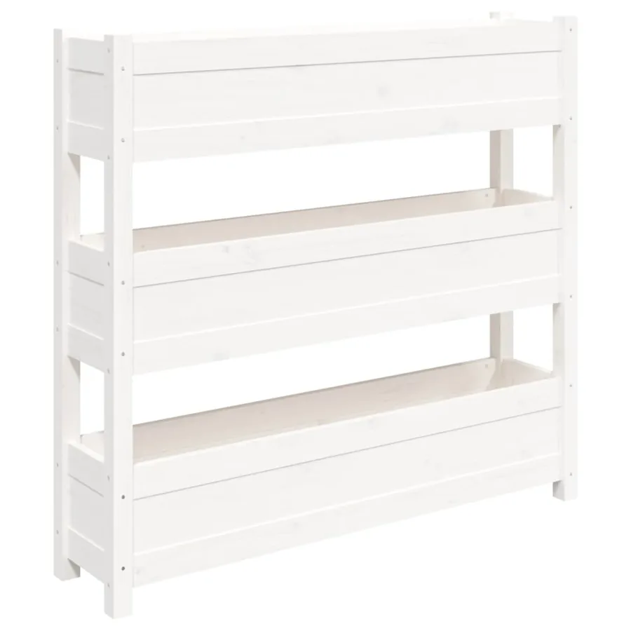 Jardinière Blanc 112x25x104,5 cm Bois massif de pin - 2