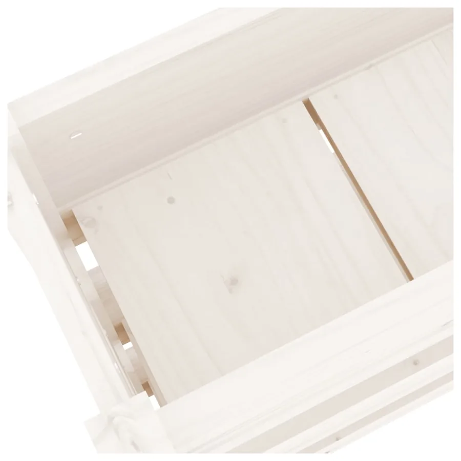Jardinière Blanc 112x25x104,5 cm Bois massif de pin - 7