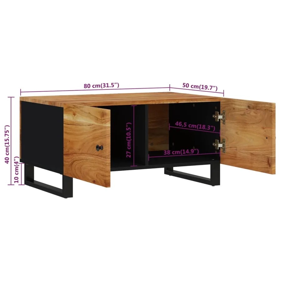 Table basse 80x50x40 cm Bois d'acacia solide et d'ingénierie - 9