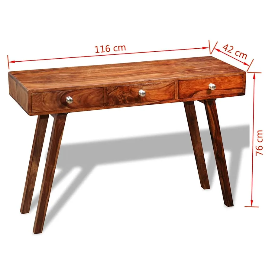 Table console avec 3 tiroirs 76 cm Bois massif - 5