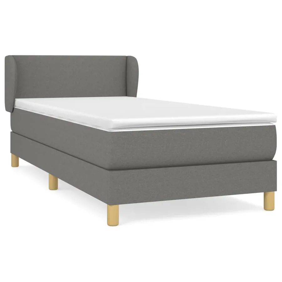 Sommier à lattes de lit et matelas Gris foncé 90x190 cm Tissu - 2