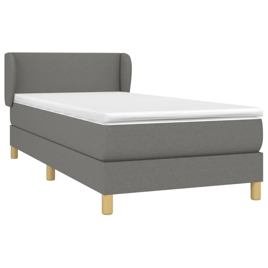 Sommier à lattes de lit et matelas Gris foncé 90x190 cm Tissu - 3