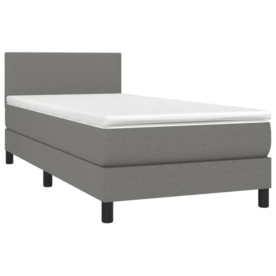 Sommier à lattes de lit avec matelas et LED Gris foncé 90x190cm - 3