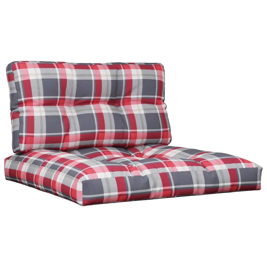 Coussins de palette lot de 2 motif à carreaux rouge tissu - 2