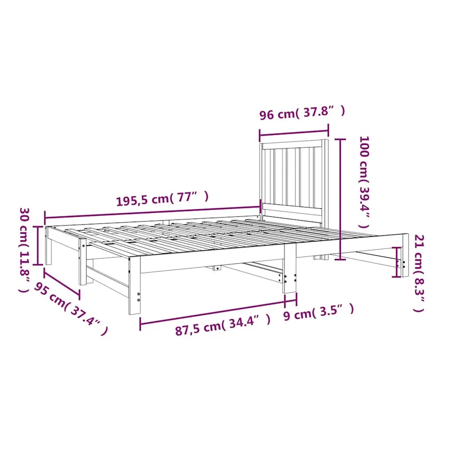 Lit coulissant sans matelas 2x(90x190) cm - 11