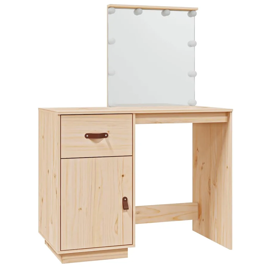 Coiffeuse avec LED 95x50x133,5 cm Bois de pin massif - 2