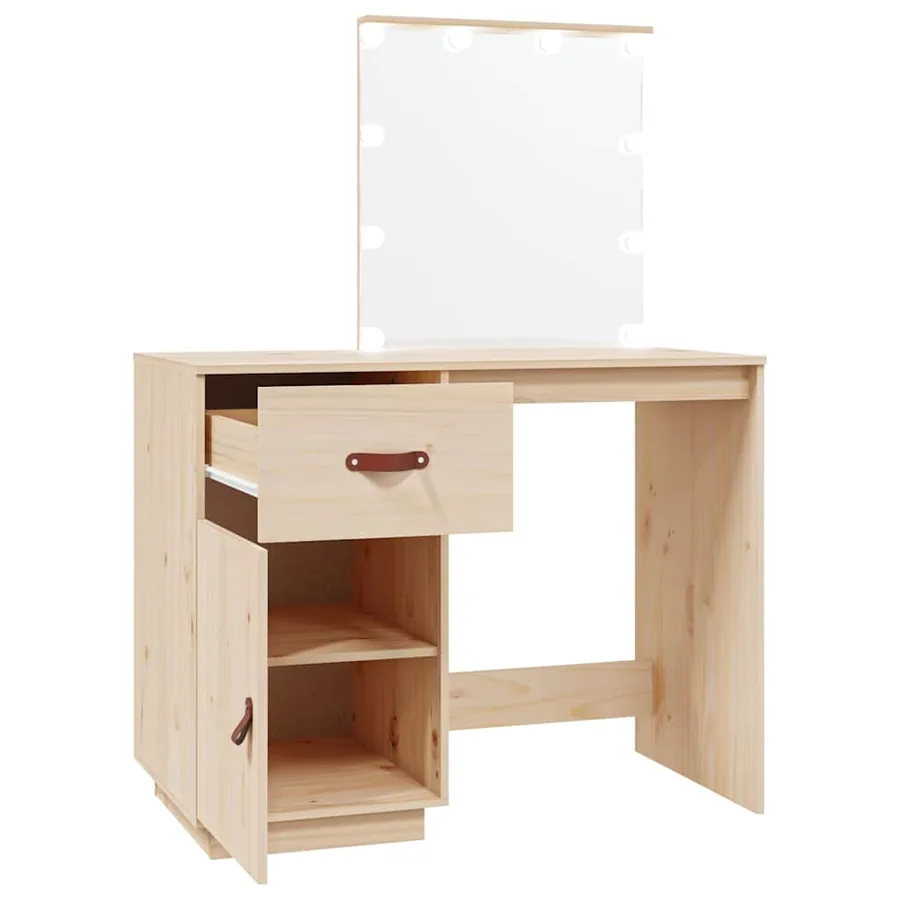 Coiffeuse avec LED 95x50x133,5 cm Bois de pin massif - 8