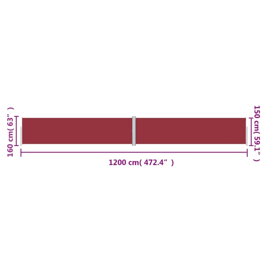 Auvent latéral rétractable Rouge 160x1200 cm - 8