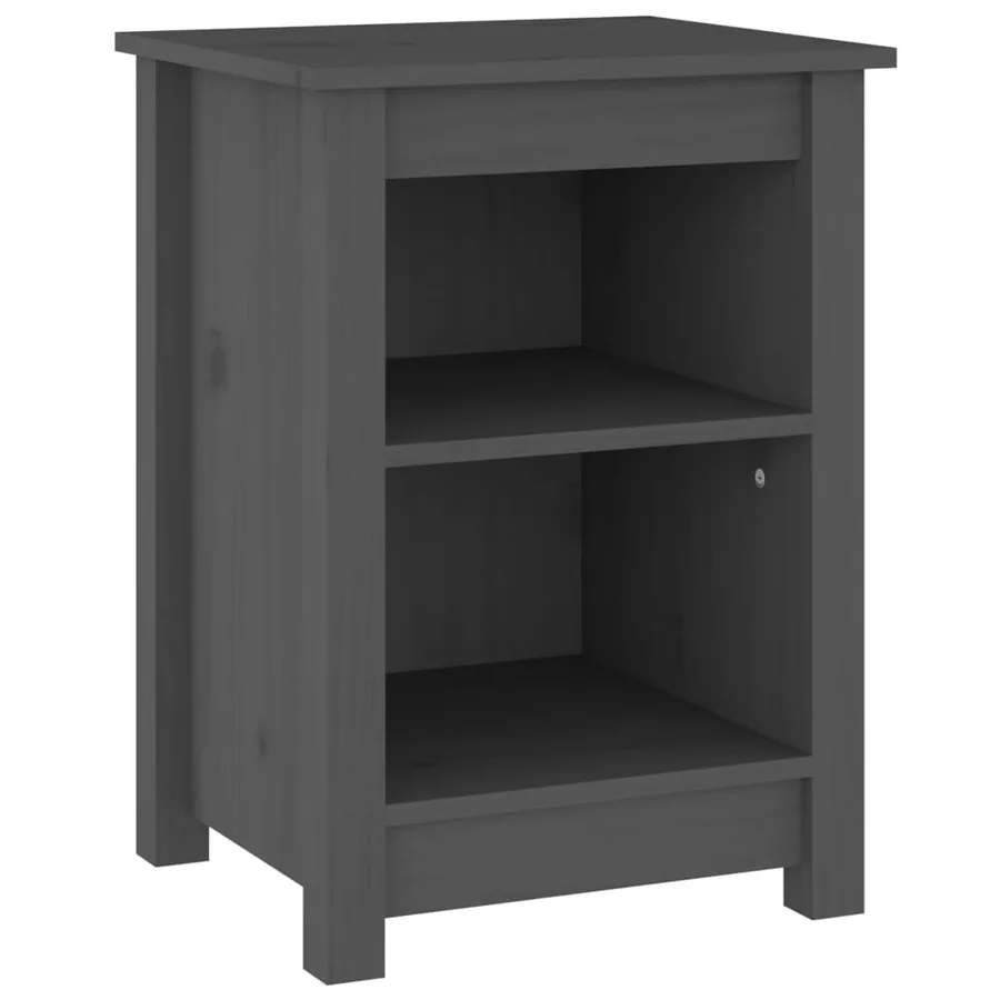Table de chevet Gris 40x35x55 cm Bois de pin solide - 2