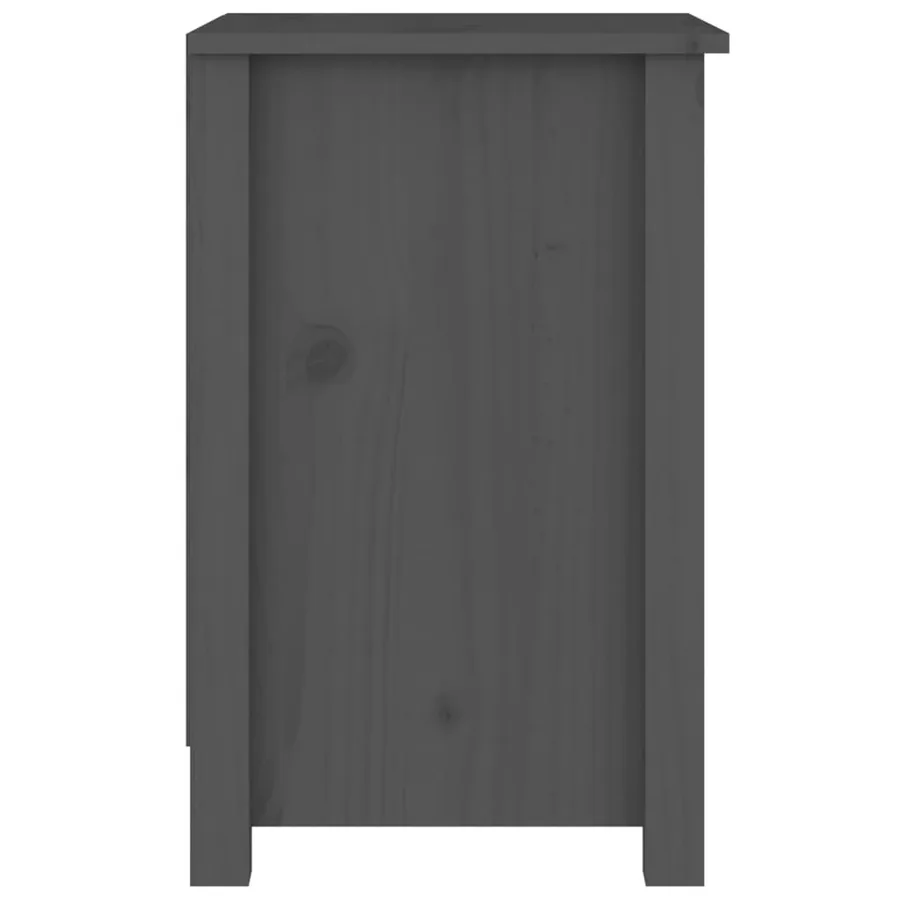 Table de chevet Gris 40x35x55 cm Bois de pin solide - 4