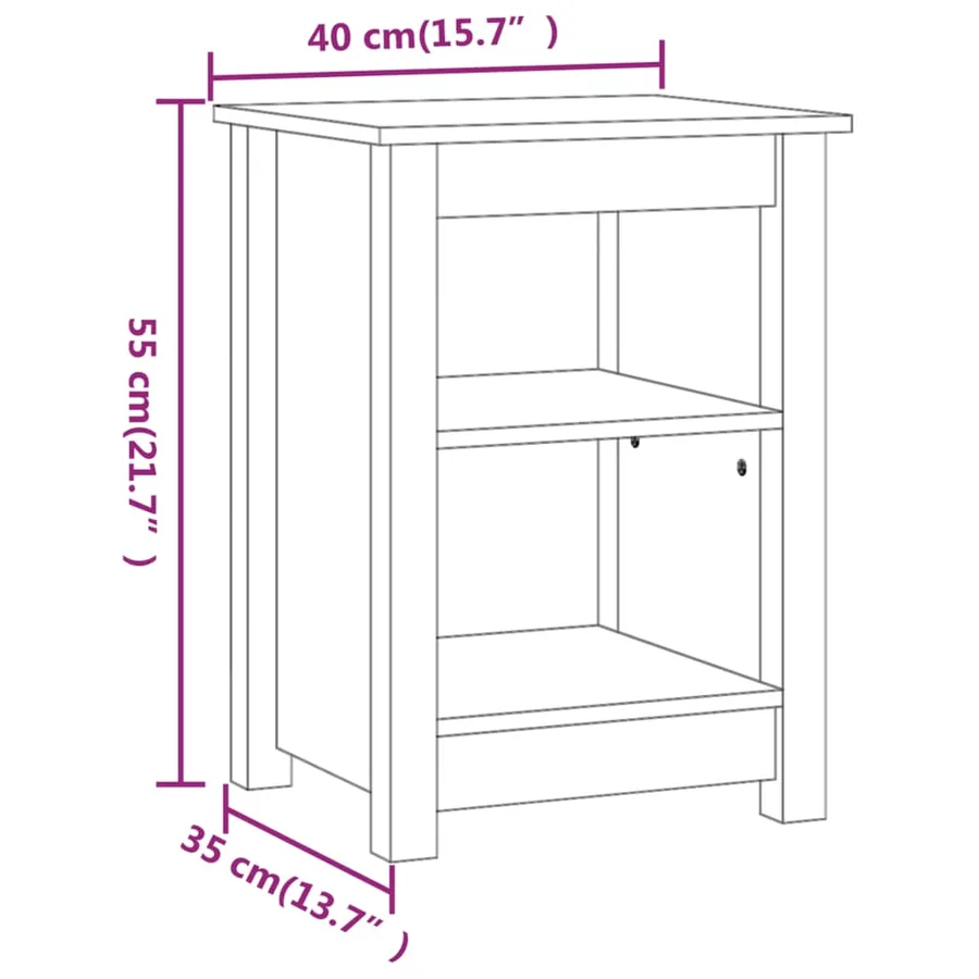 Table de chevet Gris 40x35x55 cm Bois de pin solide - 6