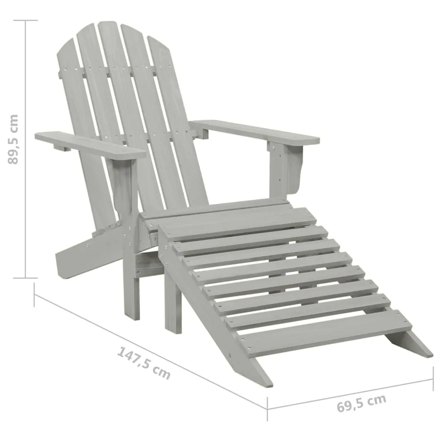 Chaise de jardin Adirondack avec pouf et table Sapin Gris - 15