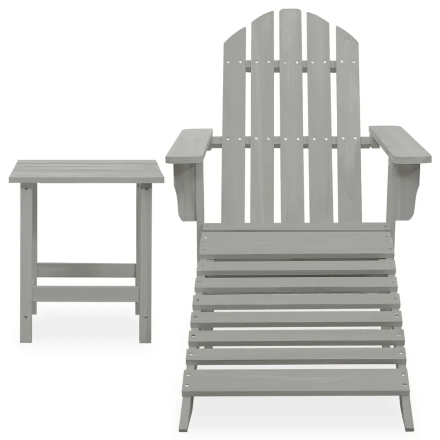 Chaise de jardin Adirondack avec pouf et table Sapin Gris - 2