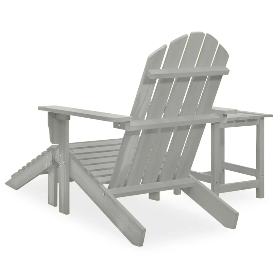 Chaise de jardin Adirondack avec pouf et table Sapin Gris - 4