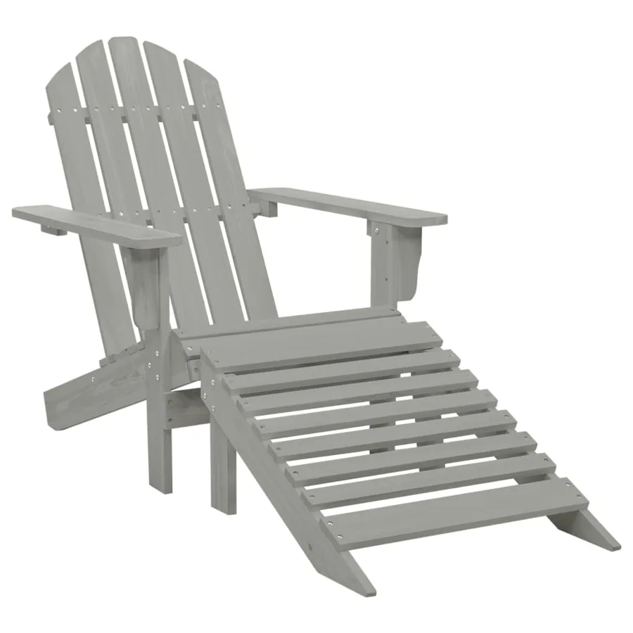 Chaise de jardin Adirondack avec pouf et table Sapin Gris - 5