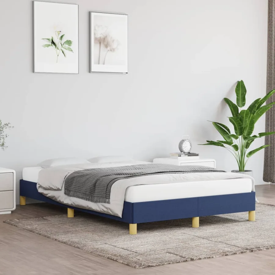 Cadre de lit sans matelas bleu 120x200 cm tissu