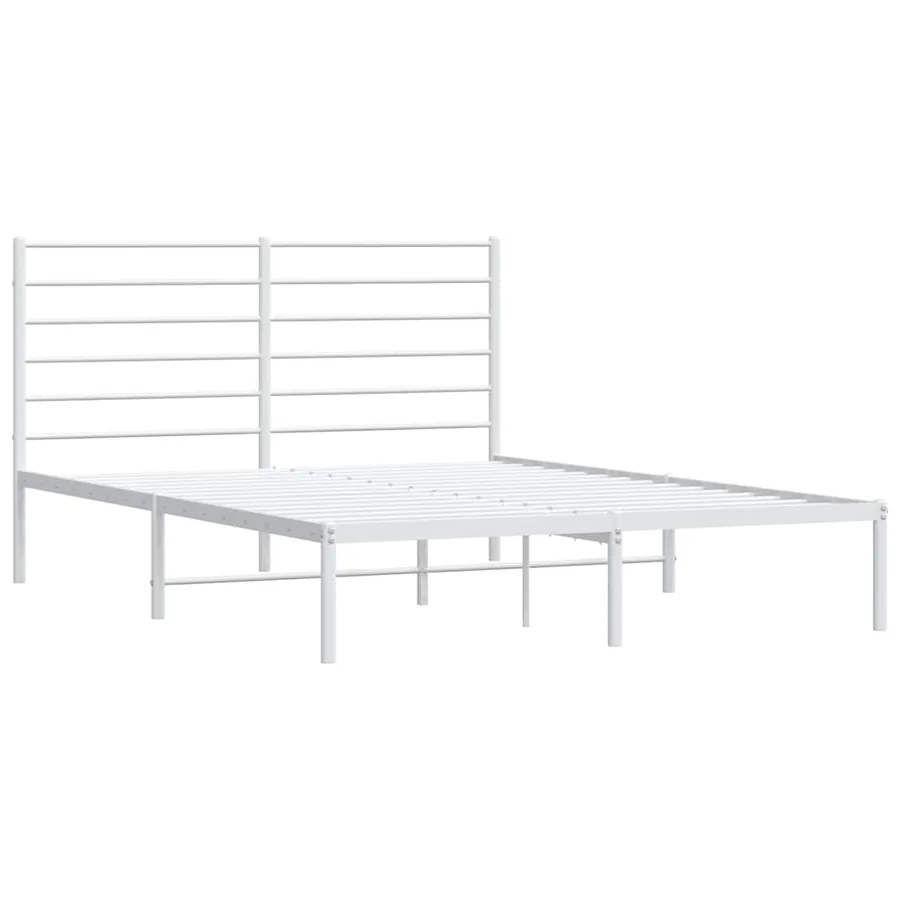 Cadre de lit métal sans matelas et tête de lit blanc 140x190 cm - 3