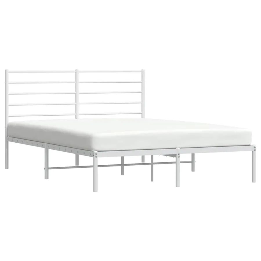 Cadre de lit métal sans matelas et tête de lit blanc 140x190 cm - 5