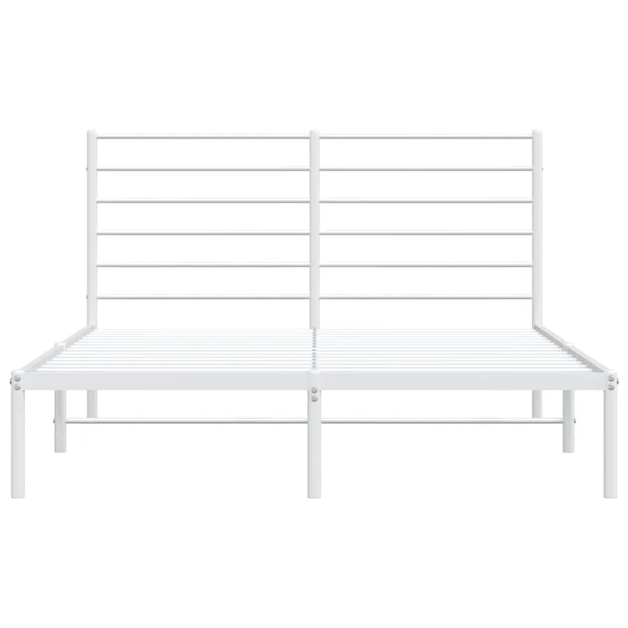 Cadre de lit métal sans matelas et tête de lit blanc 140x190 cm - 6