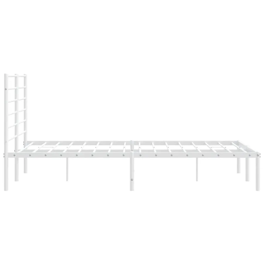 Cadre de lit métal sans matelas et tête de lit blanc 140x190 cm - 7