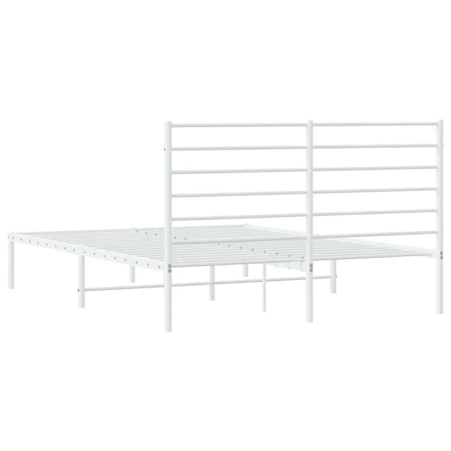 Cadre de lit métal sans matelas et tête de lit blanc 140x190 cm - 8