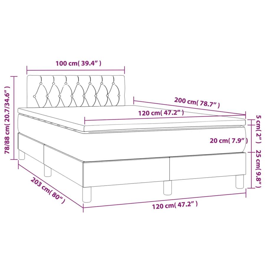 Sommier à lattes de lit avec matelas Bleu 120x200 cm Tissu - 7
