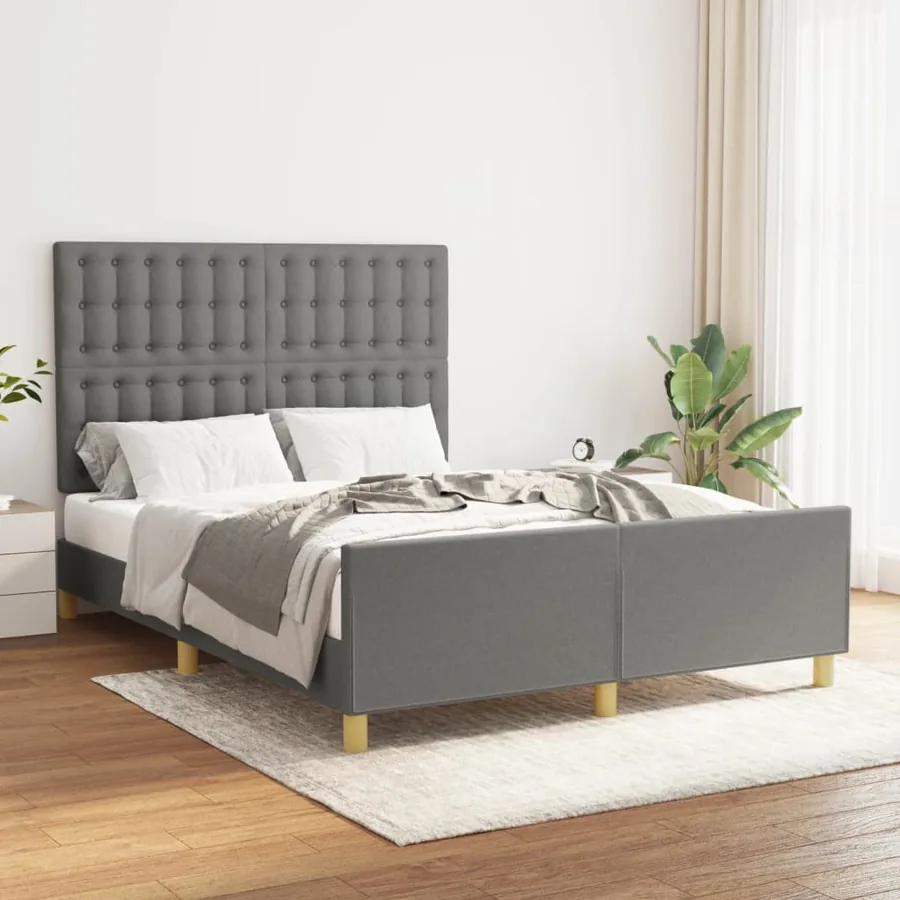 Cadre de lit sans matelas gris foncé 140x200 cm tissu