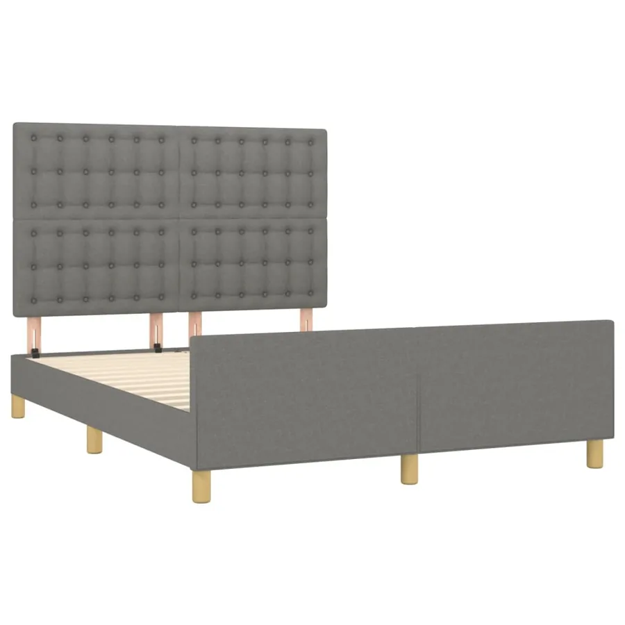 Cadre de lit sans matelas gris foncé 140x200 cm tissu - 4
