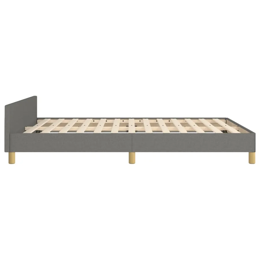 Cadre de lit sans matelas gris foncé 140x200 cm tissu - 7