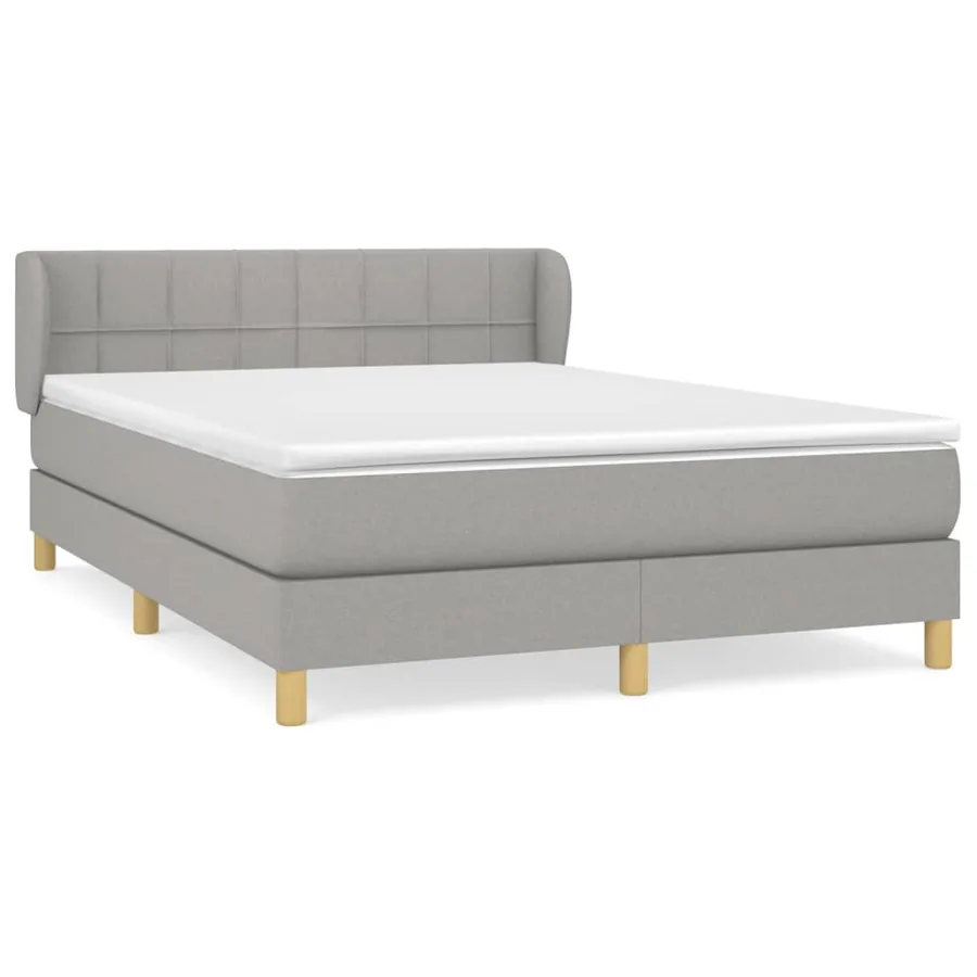 Sommier à lattes de lit avec matelas Gris clair 140x200cm Tissu - 2