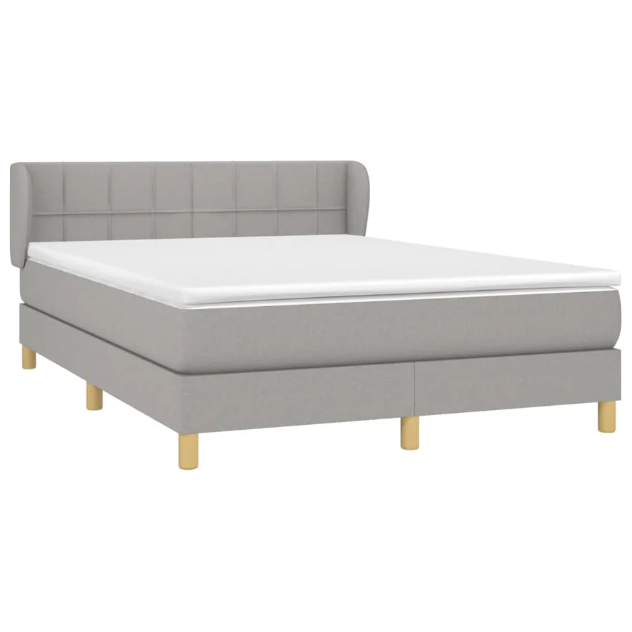 Sommier à lattes de lit avec matelas Gris clair 140x190cm Tissu - 3