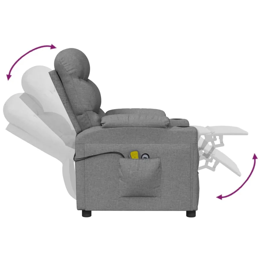 Fauteuil électrique de massage Gris clair Tissu - 7