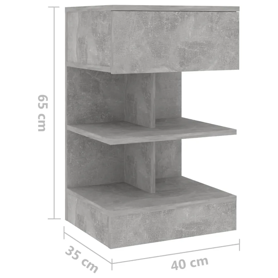 Table de chevet Gris béton 40x35x65 cm Bois d’ingénierie - 7