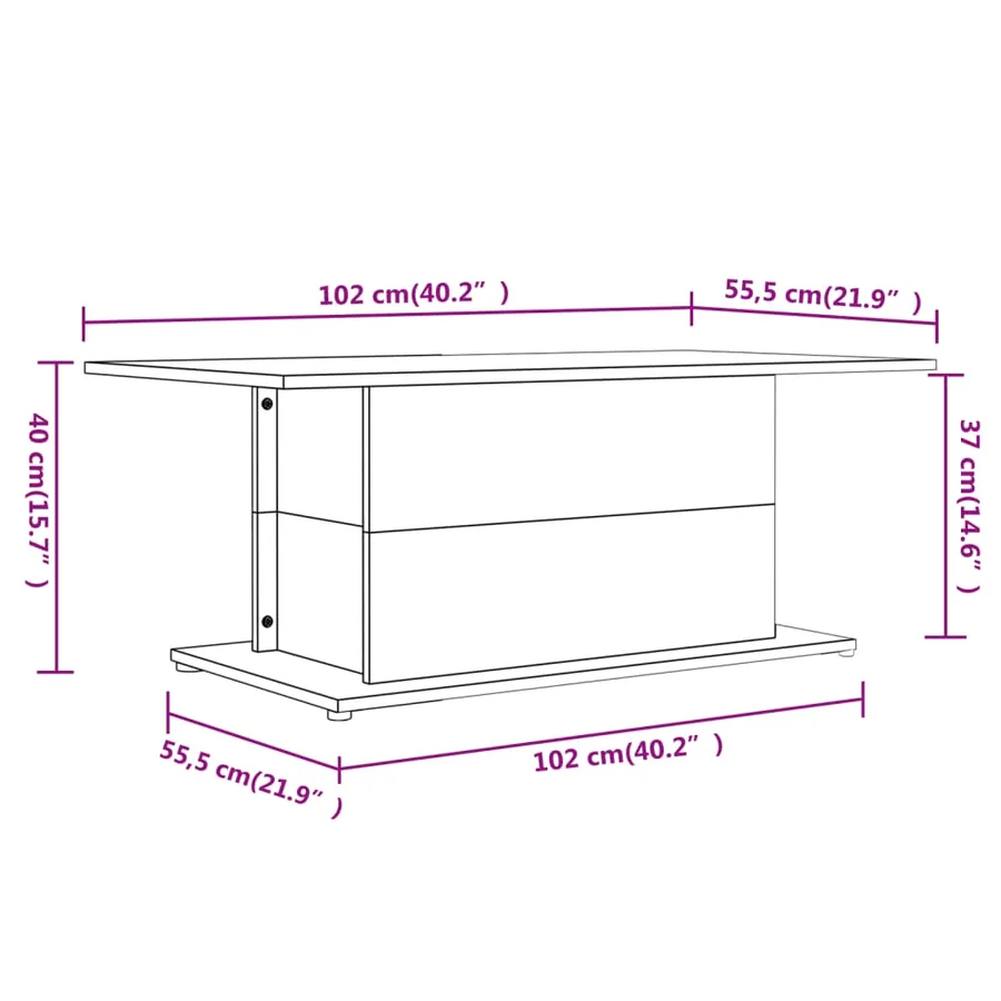 Table basse Sonoma gris 102x55,5x40 cm Bois d'ingénierie - 7
