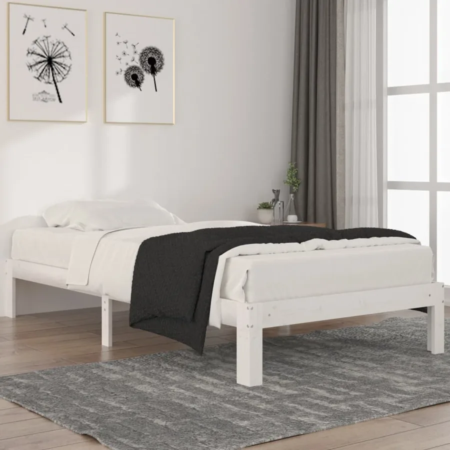 Cadre de lit sans matelas blanc bois de pin massif 100x200 cm