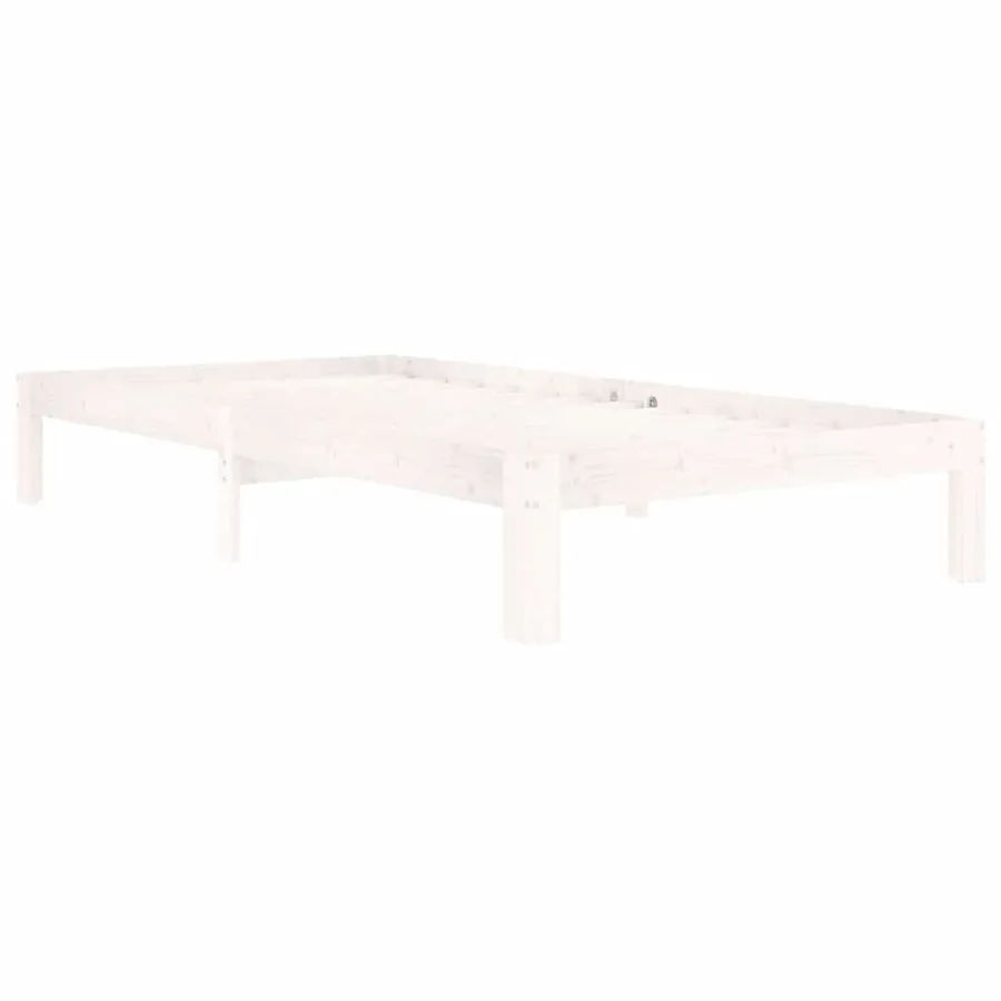 Cadre de lit sans matelas blanc bois de pin massif 100x200 cm - 3