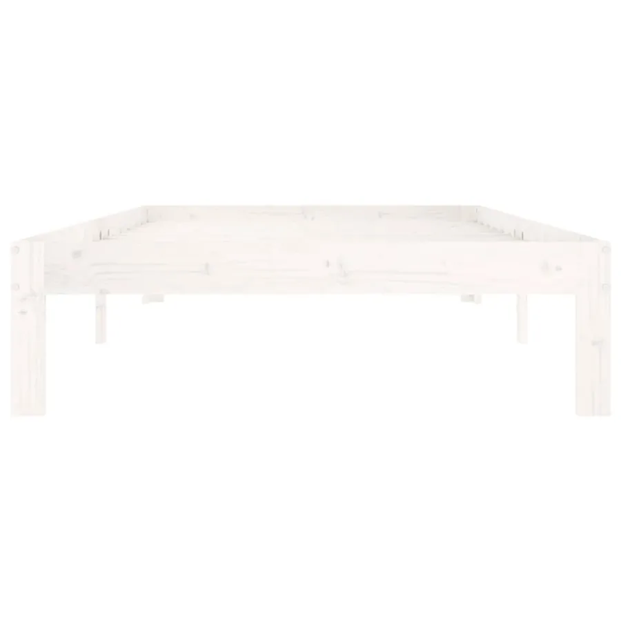 Cadre de lit sans matelas blanc bois de pin massif 100x200 cm - 4