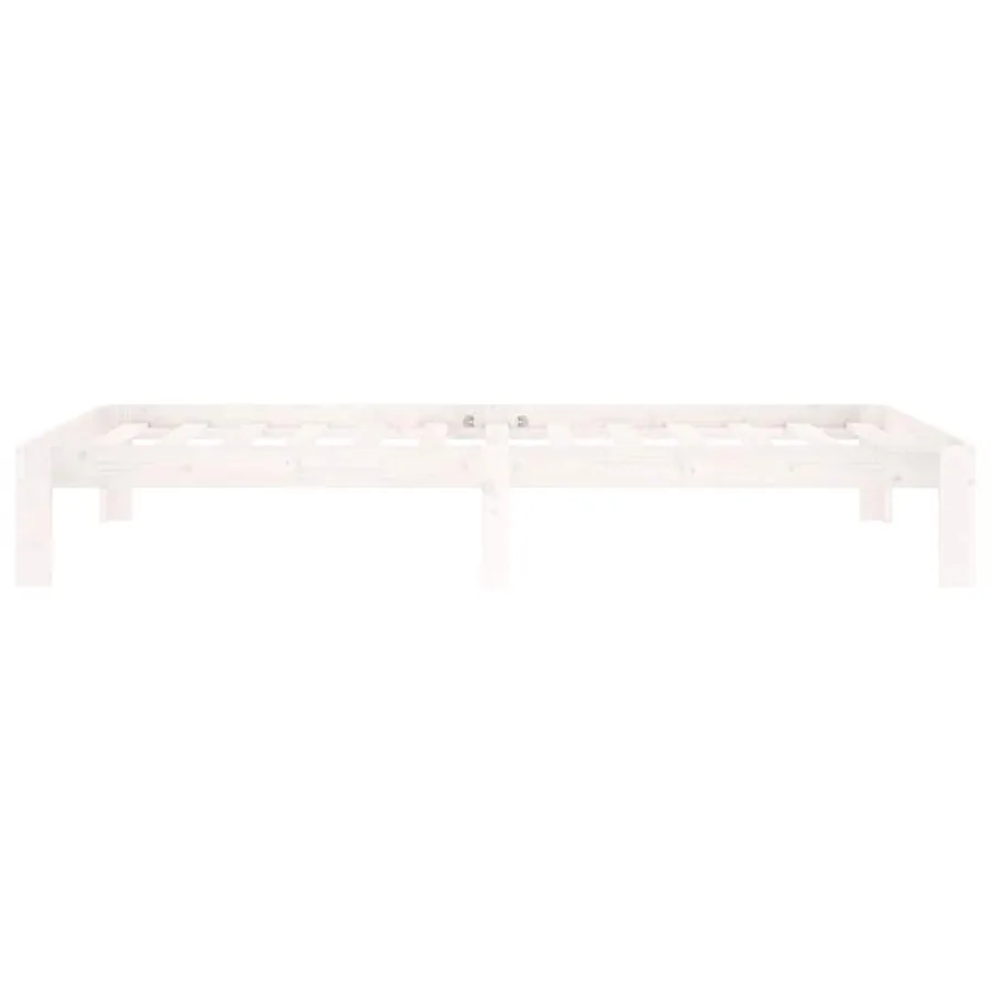 Cadre de lit sans matelas blanc bois de pin massif 100x200 cm - 5