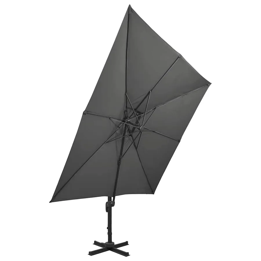 Parasol de jardin en porte-à-faux avec double toit anthracite - 3