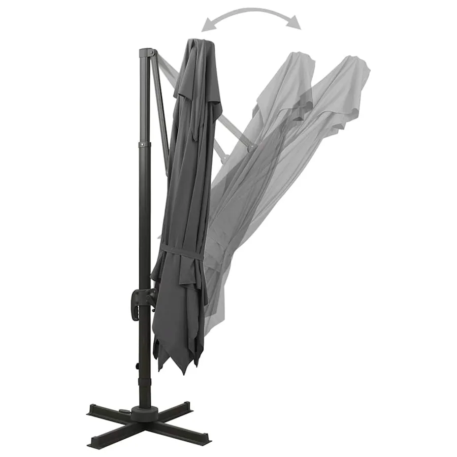 Parasol de jardin en porte-à-faux avec double toit anthracite - 4