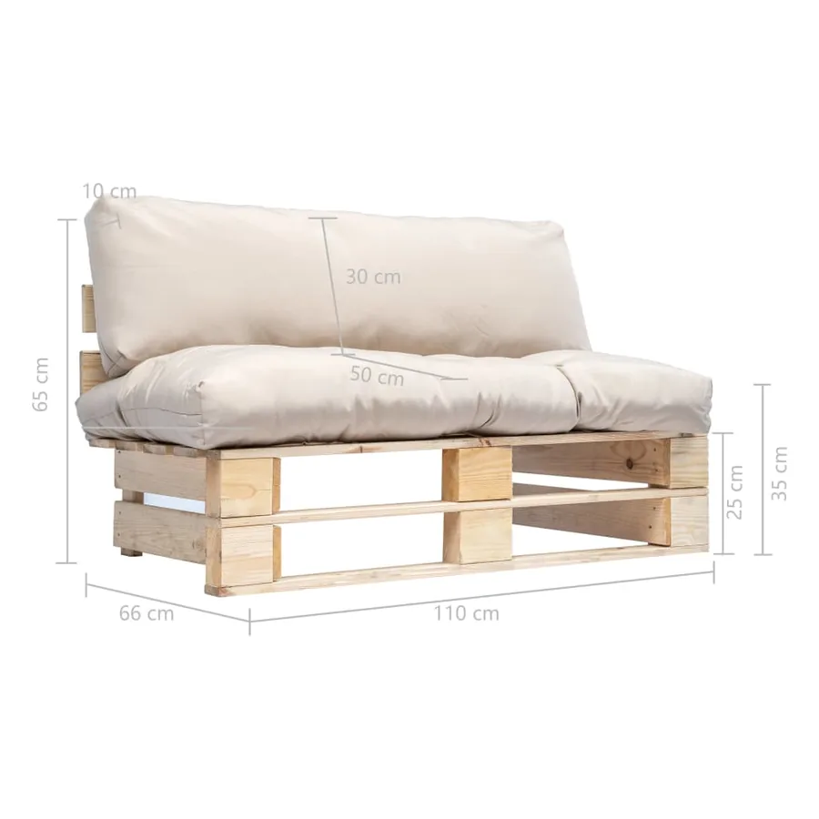 Canapé de jardin palette avec coussins sable Pinède - 5