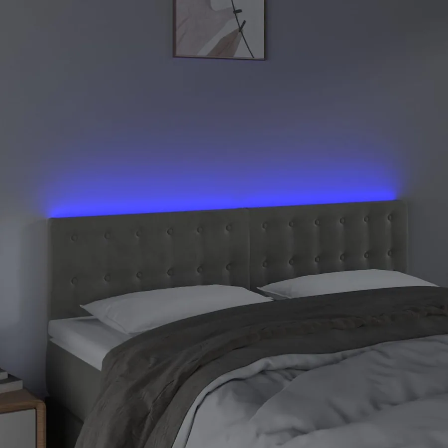 Tête de lit à LED Gris clair 144x5x78/88 cm Velours - 3
