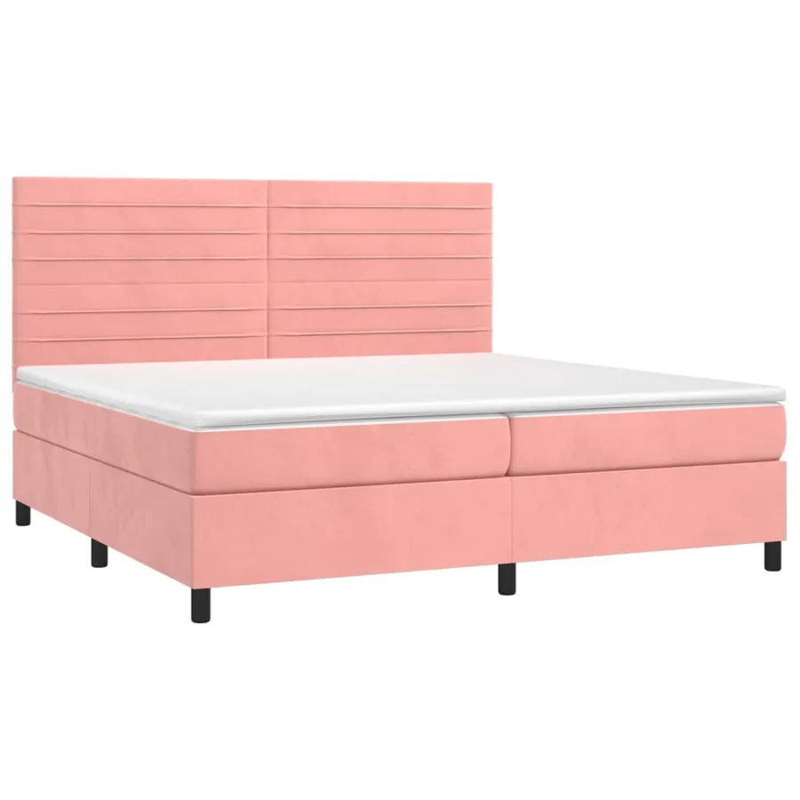 Sommier à lattes de lit avec matelas Rose 200x200 cm Velours - 3
