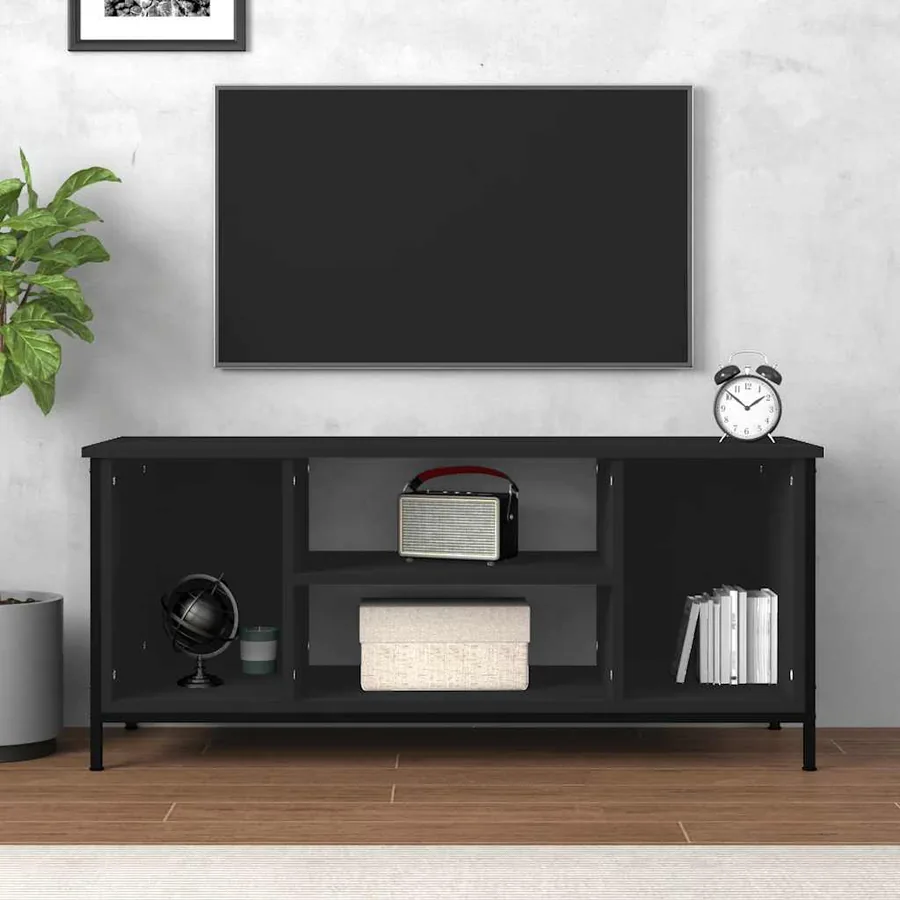 Meuble TV noir 102x35x45 cm bois d'ingénierie - 3