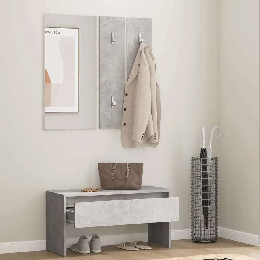Ensemble de meubles de couloir Gris béton Bois d'ingénierie - 3