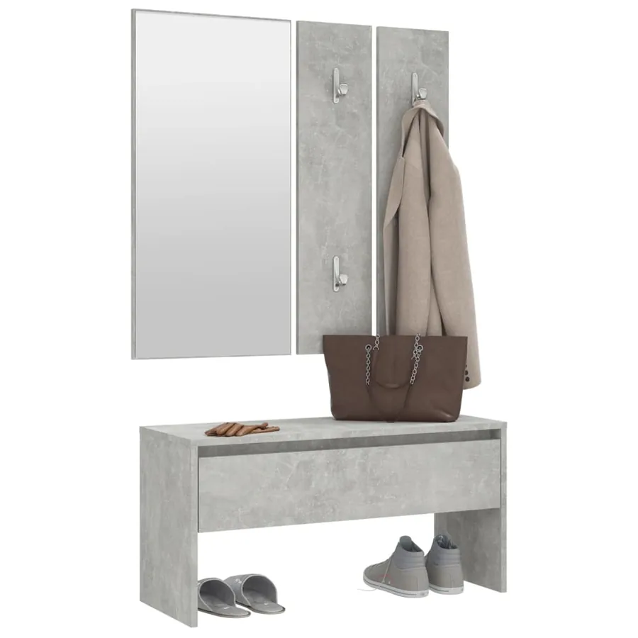 Ensemble de meubles de couloir Gris béton Bois d'ingénierie - 4