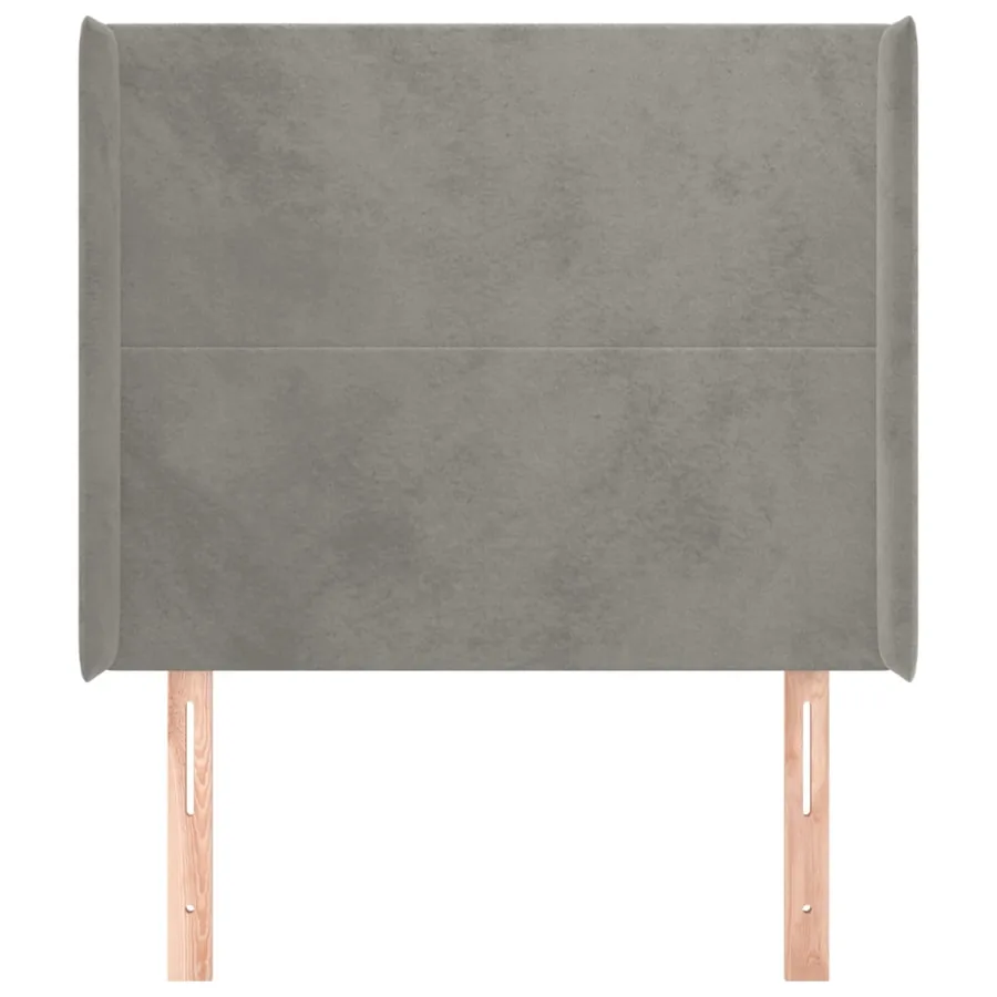 Tête de lit avec oreilles Gris clair 103x16x118/128 cm Velours - 3