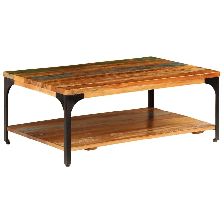 Table basse et étagère 100x60x35 cm Bois de récupération solide - 10
