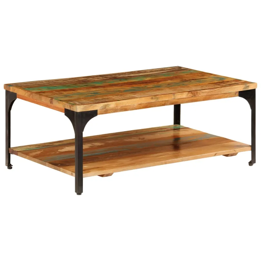 Table basse et étagère 100x60x35 cm Bois de récupération solide - 12
